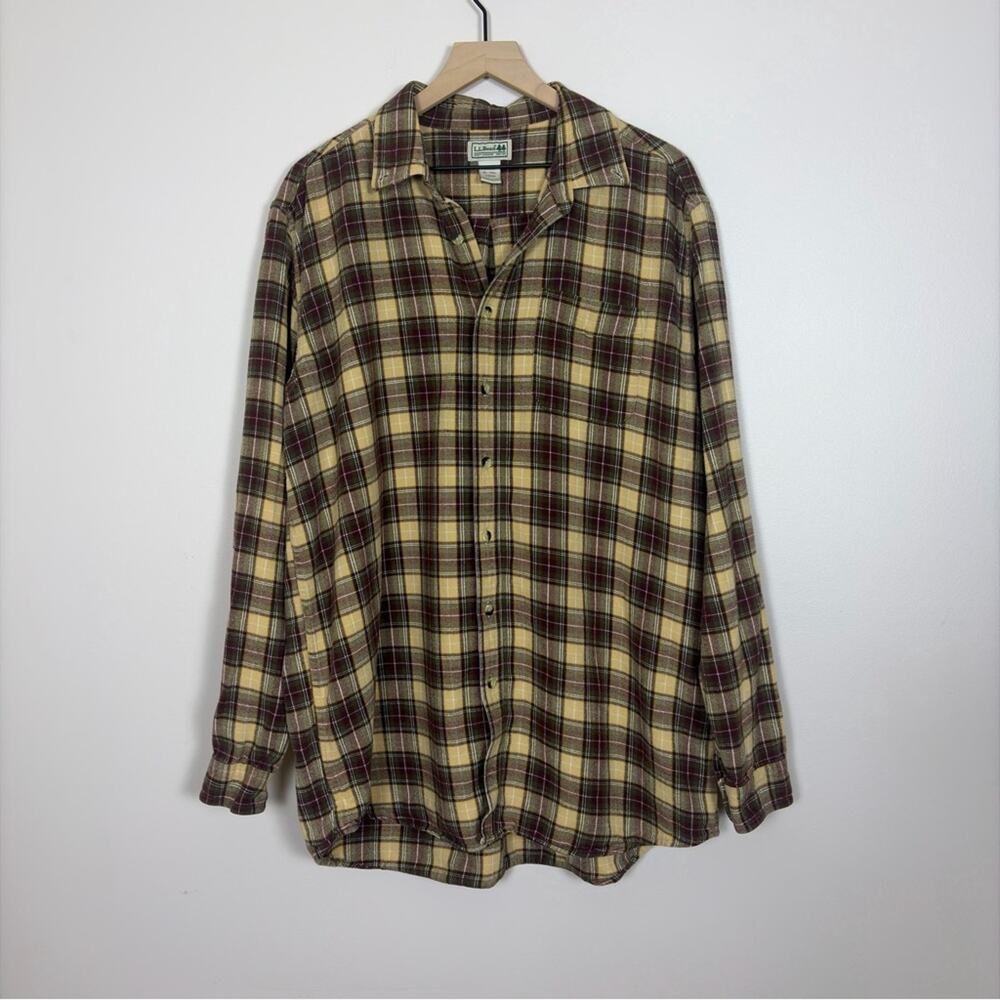 L.L. Bean Flannel Shirt Size XL Tall Plaid Button Down Shirt